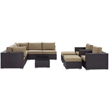 Modway EEI-2169 Convene 10 Piece Outdoor Patio Sectional Set Modway