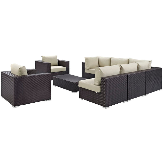 Modway EEI-2203 Convene 8 Piece Outdoor Patio Sectional Set Modway