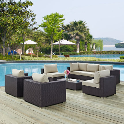 Modway EEI-2203 Convene 8 Piece Outdoor Patio Sectional Set Modway