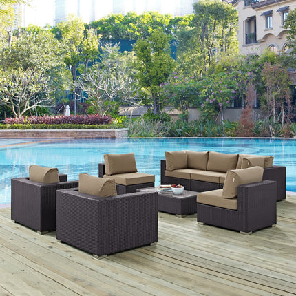 Modway EEI-2203 Convene 8 Piece Outdoor Patio Sectional Set Modway