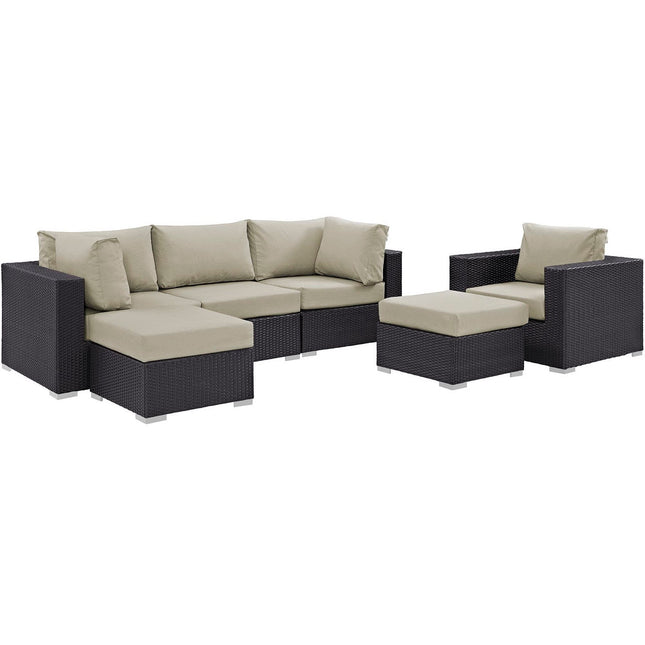 Modway EEI-2207 Convene 6 Piece Outdoor Patio Sectional Set Modway