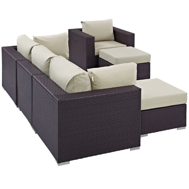 Modway EEI-2207 Convene 6 Piece Outdoor Patio Sectional Set Modway