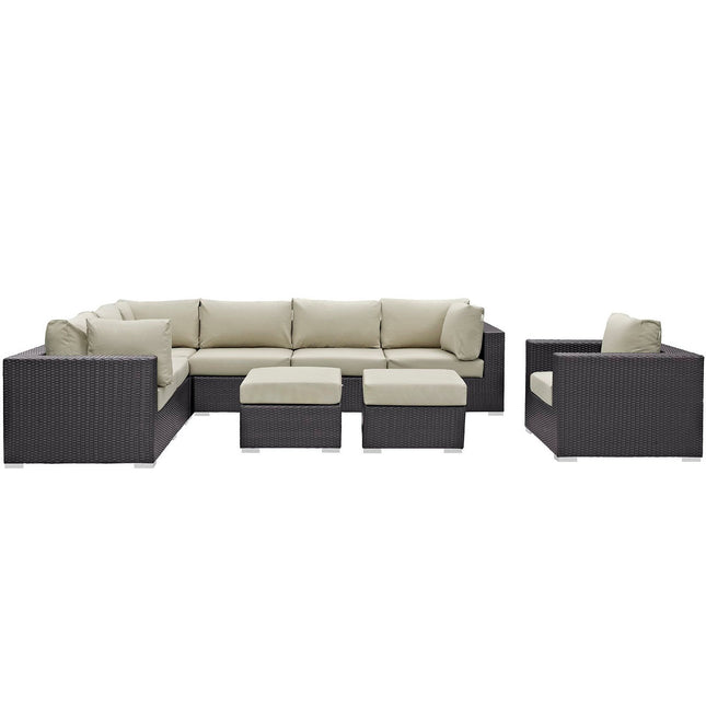 Modway EEI-2208 Convene 9 Piece Outdoor Patio Sectional Set Modway