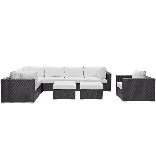 Modway EEI-2208 Convene 9 Piece Outdoor Patio Sectional Set Modway