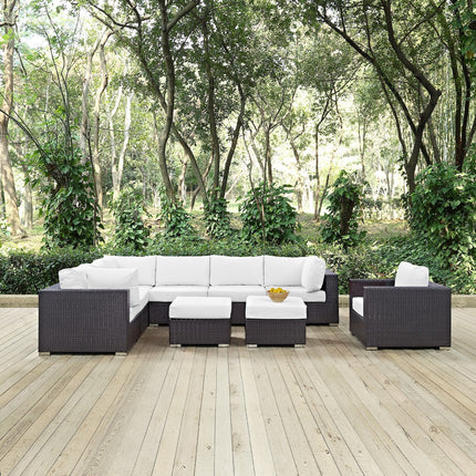 Modway EEI-2208 Convene 9 Piece Outdoor Patio Sectional Set Modway