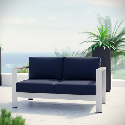 Modway EEI-2267 Shore Outdoor Patio Aluminum Loveseat - Plaza Home Decor