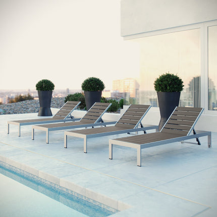 Modway EEI-2468 Shore Outdoor Patio Aluminum Chaise Set of 4 Modway