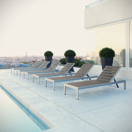 Modway EEI-2469 Shore Outdoor Patio Aluminum Chaise Set of 6 Modway