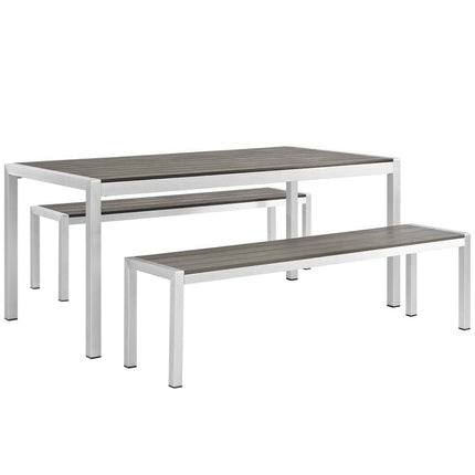 Modway EEI-2480 Shore 3 Piece Outdoor Patio Aluminum Dining Set Modway
