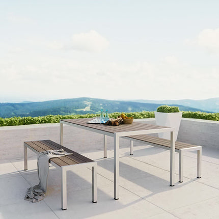 Modway EEI-2480 Shore 3 Piece Outdoor Patio Aluminum Dining Set Modway