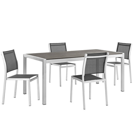 Modway EEI-2482 Shore 5 Piece Outdoor Patio Aluminum Dining Set Modway