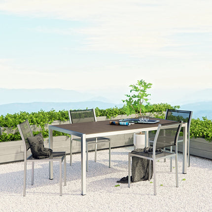 Modway EEI-2482 Shore 5 Piece Outdoor Patio Aluminum Dining Set Modway