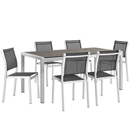 Modway EEI-2485 Shore 7 Piece Outdoor Patio Aluminum Dining Set Modway