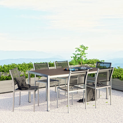 Modway EEI-2485 Shore 7 Piece Outdoor Patio Aluminum Dining Set Modway