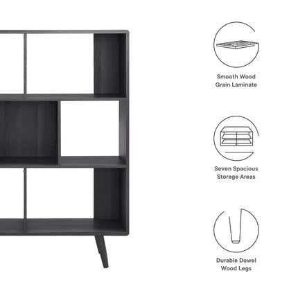 Modway EEI-2529 Transmit 7 Shelf Wood Grain Bookcase Modway