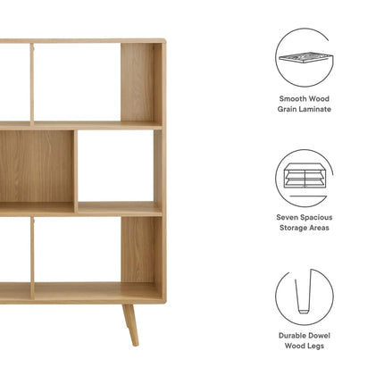 Modway EEI-2529 Transmit 7 Shelf Wood Grain Bookcase Modway
