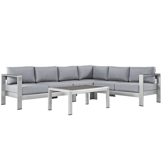 Modway EEI-2557 Shore 5 Piece Outdoor Patio Aluminum Sectional Sofa Set Modway