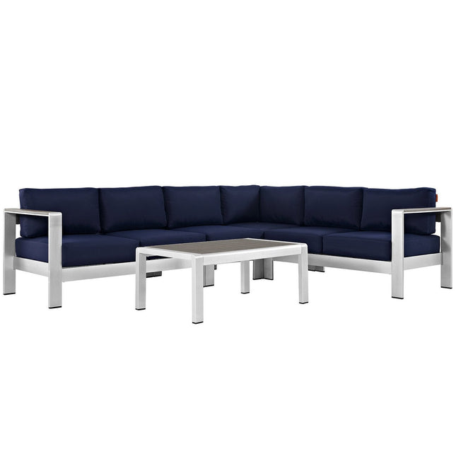 Modway EEI-2557 Shore 5 Piece Outdoor Patio Aluminum Sectional Sofa Set Modway
