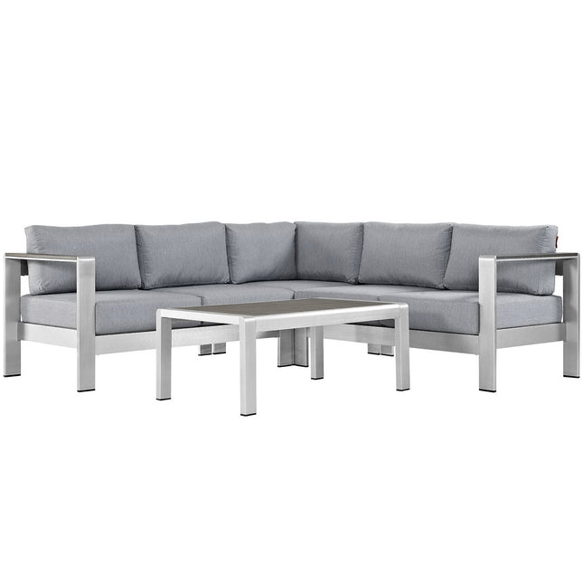 Modway EEI-2559 Shore 4 Piece Outdoor Patio Aluminum Sectional Sofa Set Modway