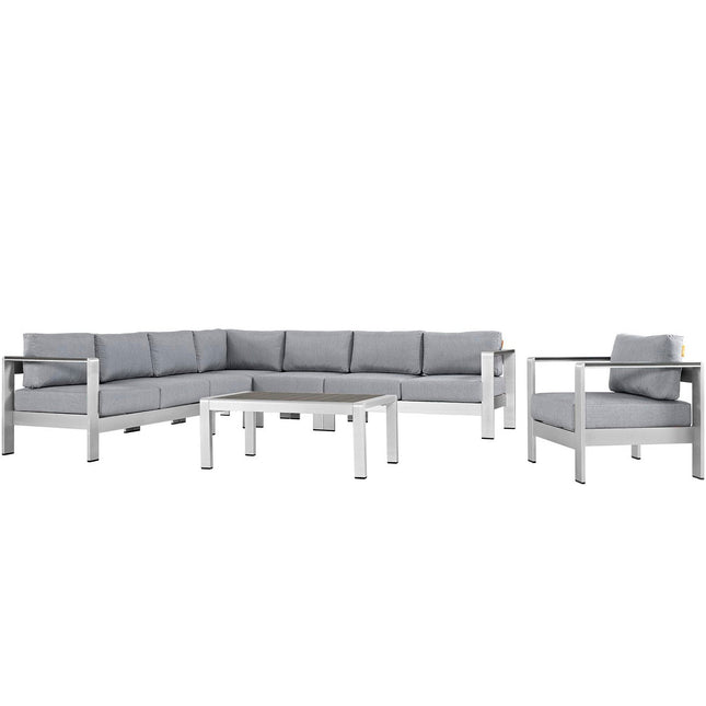 Modway EEI-2562 Shore 7 Piece Outdoor Patio Aluminum Sectional Sofa Set Modway
