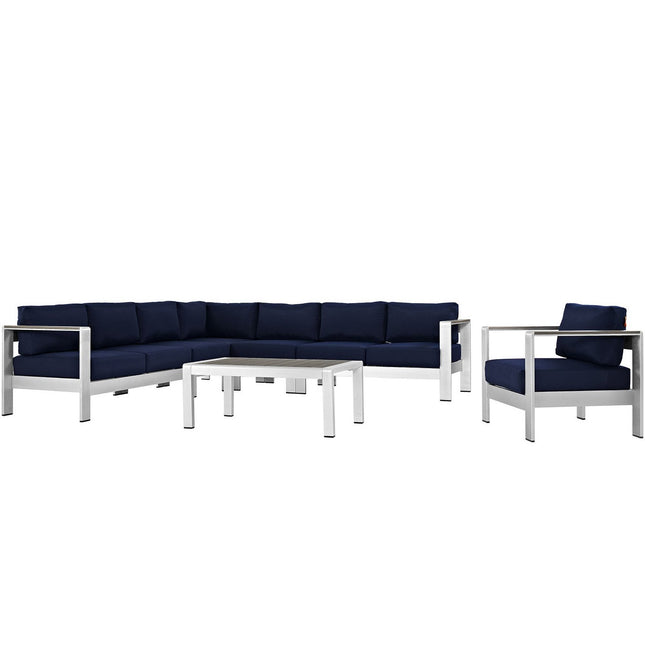 Modway EEI-2562 Shore 7 Piece Outdoor Patio Aluminum Sectional Sofa Set Modway