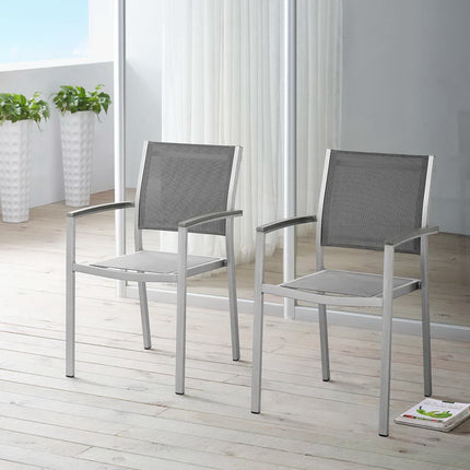 Modway EEI-2586 Shore Outdoor Patio Aluminum Dining Chair Set of 2 Modway