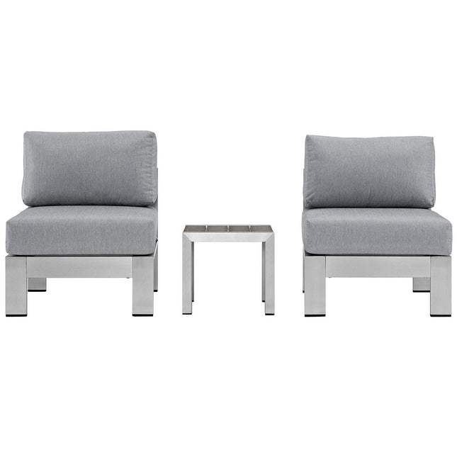 Modway EEI-2598 Shore 3 Piece Outdoor Patio Aluminum Sectional Sofa Set Modway