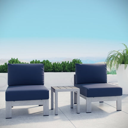 Modway EEI-2598 Shore 3 Piece Outdoor Patio Aluminum Sectional Sofa Set Modway