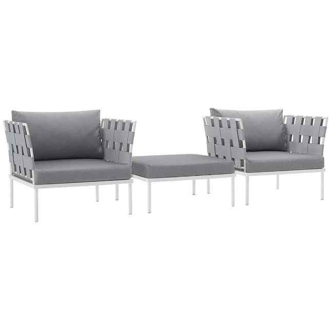 Modway EEI-2618 Harmony 3 Piece Outdoor Patio Aluminum Sectional Sofa Set Modway