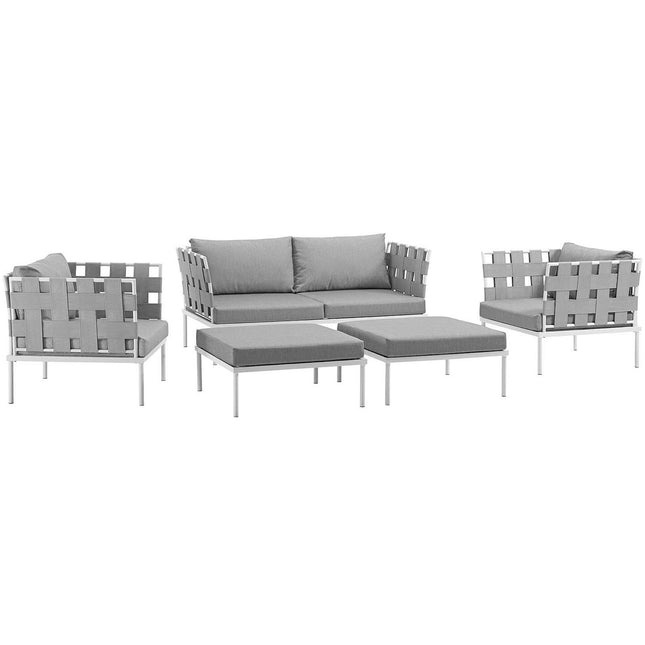 Modway EEI-2621 Harmony 5 Piece Outdoor Patio Aluminum Sectional Sofa Set Modway