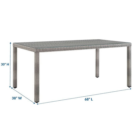 Modway EEI-2921 Aura 68" Outdoor Patio Wicker Rattan Dining Table Modway