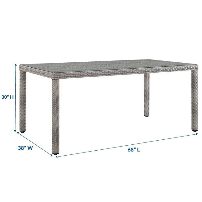 Modway EEI-2921 Aura 68" Outdoor Patio Wicker Rattan Dining Table Modway