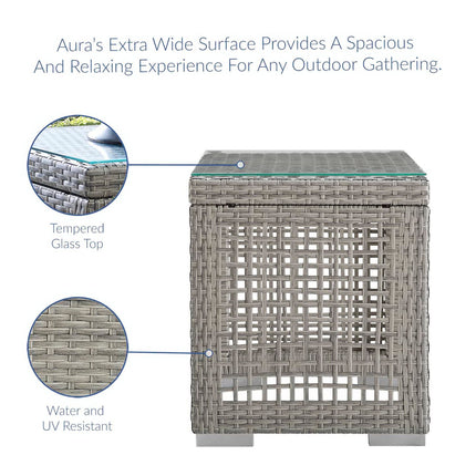 Modway EEI-2922 Aura Outdoor Patio Wicker Rattan Side Table Modway