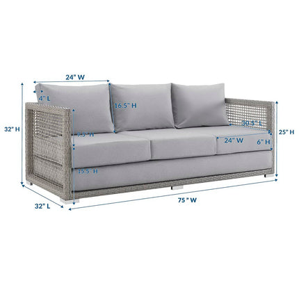 Modway EEI-2923 Aura Outdoor Patio Wicker Rattan Sofa Modway
