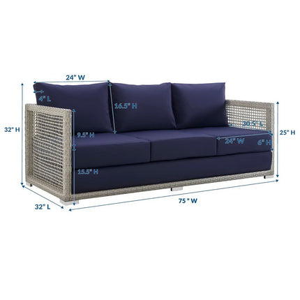 Modway EEI-2923 Aura Outdoor Patio Wicker Rattan Sofa Modway