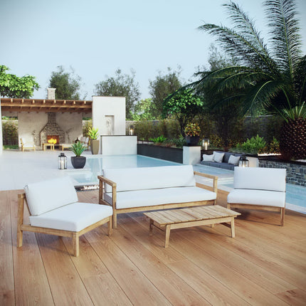 Modway EEI-3107 Bayport 4 Piece Outdoor Patio Teak Set Modway