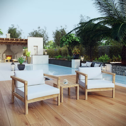 Modway EEI-3112 Bayport 3 Piece Outdoor Patio Teak Set Modway