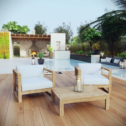 Modway EEI-3114 Upland 3 Piece Outdoor Patio Teak Set Modway