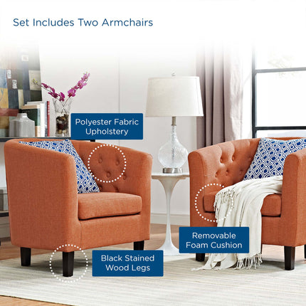 Modway EEI-3150 Prospect 2 Piece Upholstered Fabric Armchair Set Modway