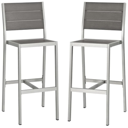 Modway EEI-3156 Shore Outdoor Patio Aluminum Armless Bar Stool Set of 2 Modway