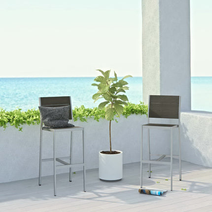 Modway EEI-3156 Shore Outdoor Patio Aluminum Armless Bar Stool Set of 2 Modway
