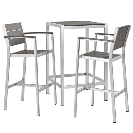 Modway EEI-3157 Shore 3 Piece Outdoor Patio Aluminum Pub Set Modway