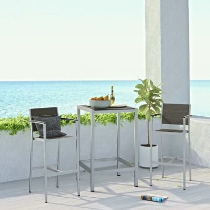 Modway EEI-3157 Shore 3 Piece Outdoor Patio Aluminum Pub Set Modway
