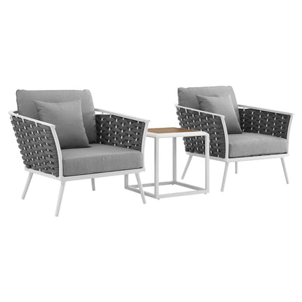 Modway EEI-3163 Stance 3 Piece Outdoor Patio Aluminum Sectional Sofa Set - Plaza Home Decor