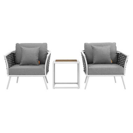 Modway EEI-3163 Stance 3 Piece Outdoor Patio Aluminum Sectional Sofa Set - Plaza Home Decor