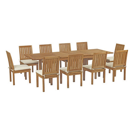 Modway EEI-3282 Marina 11 Piece Outdoor Patio Teak Dining Set Modway