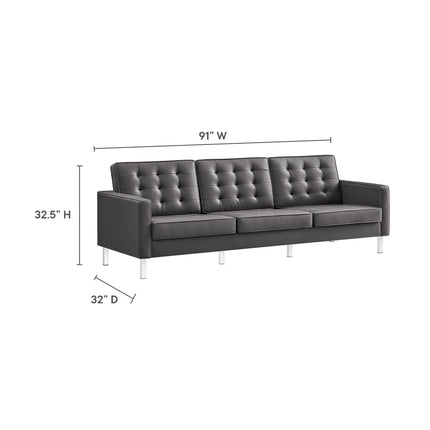 Modway EEI-4105 Loft 3-Piece Tufted Vegan Leather Furniture Set Modway