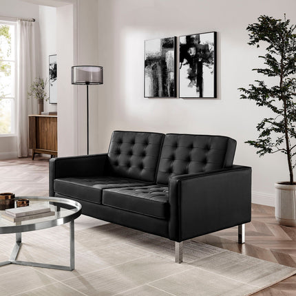 Modway EEI-3388 Loft Tufted Vegan Leather Loveseat Modway
