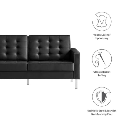 Modway EEI-3388 Loft Tufted Vegan Leather Loveseat Modway