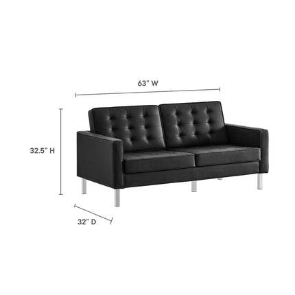 Modway EEI-3388 Loft Tufted Vegan Leather Loveseat Modway
